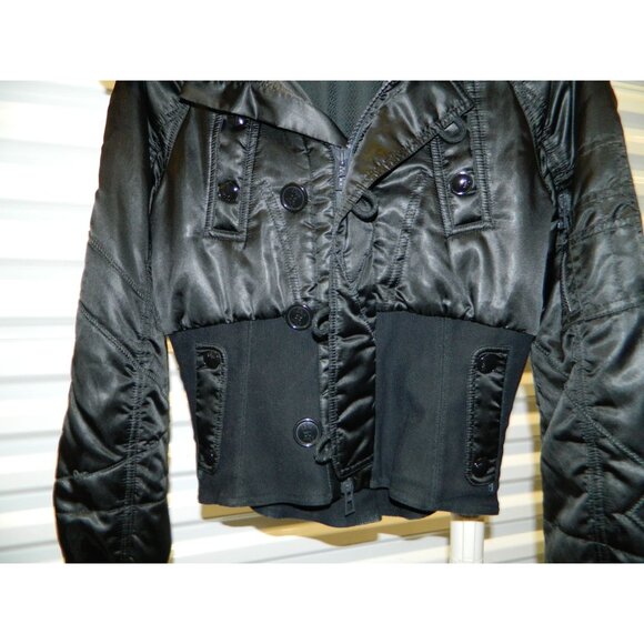 Christian Dior Black Satin & Faux Fur Cropped Jacket Size 6 Made In Italy - Picture 3 of 16